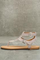 Qupid Draya Taupe Suede Flat Sandals