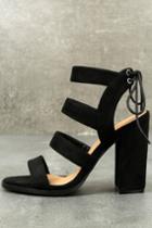 Betani | Sydney Black Suede High Heel Sandal Heels | Size 10 | Vegan Friendly | Lulus