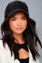 Lulus | In It To Win It Black Corduroy Baseball Cap | 100% Polyester | Vegan Friendly