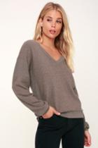 Project Social T Alsen Washed Purple V-neck Sweater Top | Lulus