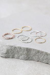 Lulus Mix And Match Multi Metal Ring Set