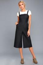Lulus | Long Walk Washed Black Denim Midi Jumpsuit