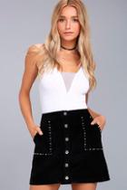 Lulus Little Sweet Thing Black Studded Corduroy Mini Skirt