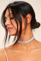 Lulus | Denim Days Blue And Silver Denim Choker Necklace