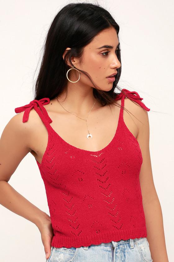 Boogie Down Red Knit Cropped Tank Top | Lulus