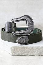 Lulus Wandering Wilderness Silver And Olive Green Belt