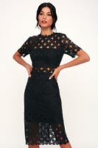 Heartfelt Black Lace Bodycon Midi Dress | Lulus