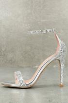 Bella Marie Fitz Silver Glitter Ankle Strap Heels