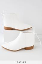 Splendid Niva White Leather Pointed Toe Ankle Booties | Lulus