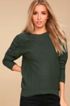 Evidnt | Mellow Move Forest Green Knit Sweater | Size Large | Lulus
