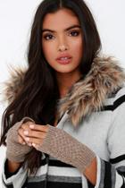 Fame Accessories Trellis Trained Brown Fingerless Gloves