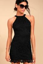 Lulus | Love Poem Black Lace Dress | Size X-small | 100% Polyester
