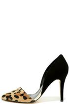 Glamorous Meow Moment Black Leopard Pony Fur Pumps