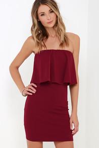 Lulu*s My Sweet Wine Red Strapless Dress