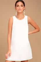Lulus | Sassy Sweetheart White Shift Dress | Size Large | 100% Rayon