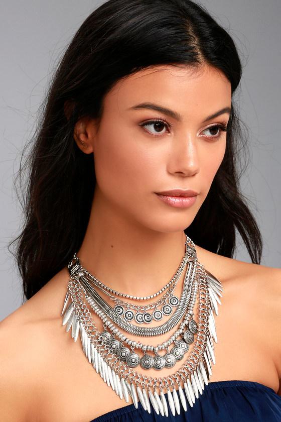 Lulus | Fortune Teller Silver Layered Choker Necklace
