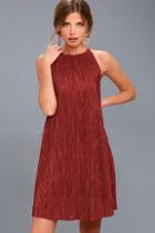 Black Swan Olivia Rust Red Pleated Swing Dress