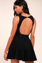 Lulus | Gal About Town Black Skater Dress | Size Medium | 100% Polyester