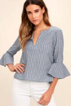 Take Me Somewhere Blue And White Striped Top | Lulus