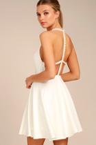 Lulus Adore You White Pearl Skater Dress