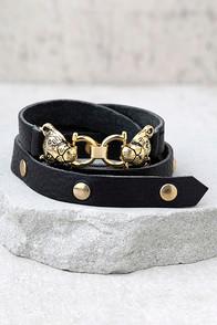 Vanessa Mooney Panther Black Leather Belt