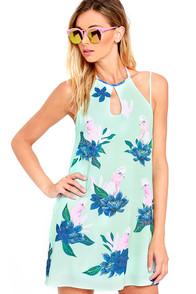 Mink Pink What A Galah Mint Green Print Swing Dress