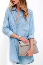 Triple 7 Global Let's Roll Grey Suede Leather Clutch
