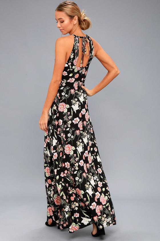 Gotta Crush On You Black Floral Print Maxi Dress | Lulus