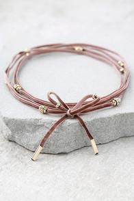 Lulus Adoring Gold And Brown Velvet Wrap Necklace