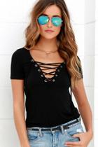 Lulus Enjoy The Ride Black Lace-up Top