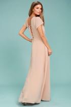 Lulus World On A String Blush Lace-up Maxi Dress