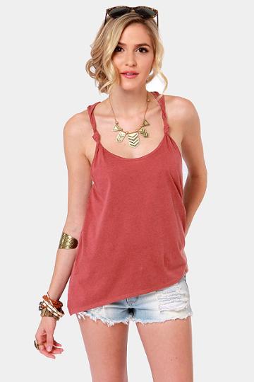 Rvca White Shadow Dusty Red Tank Top