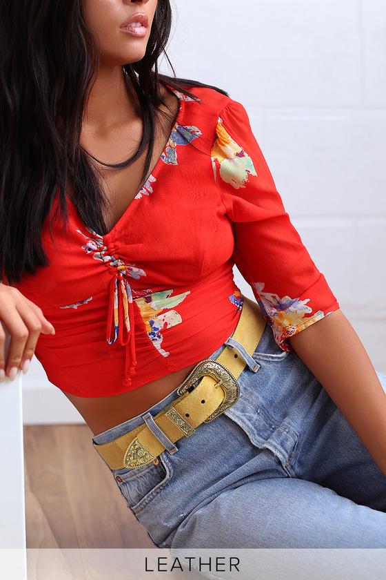 Ranger Gold And Mustard Yellow Genuine Suede Leather Belt | Lulus