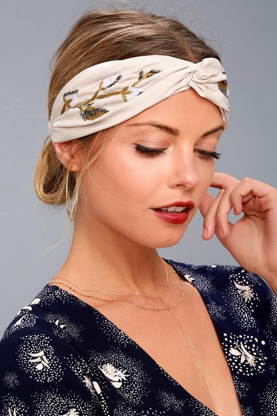 Lulus | Nom De Bloom Cream Embroidered Headband