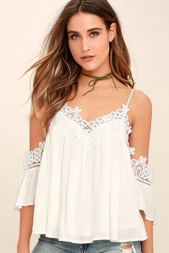 Daily Devotion White Lace Off-the-shoulder Top | Lulus