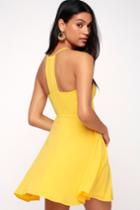 Call To Charms Yellow Skater Dress | Lulus