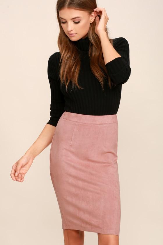 Superpower Blush Suede Pencil Skirt | Lulus