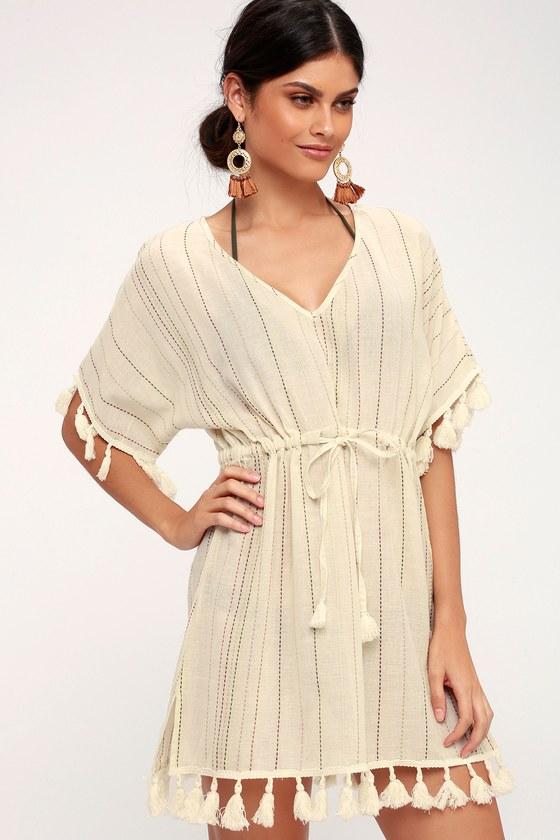 Day In The Sun Cream Striped Cover-up | Lulus