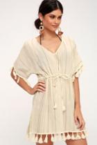 Day In The Sun Cream Striped Cover-up | Lulus