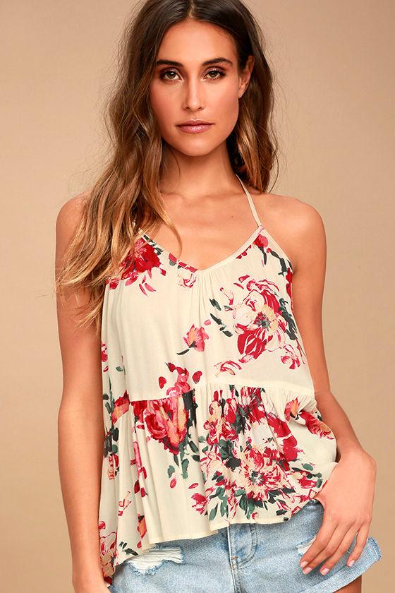 Love Stitch Skyler Cream Floral Print Top | Lulus