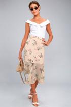 Re:named Bouquet Days Blush Floral Print Midi Skirt