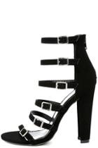 Shoe Republic La Laila Black Caged Heels