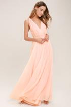Lulus | Dance The Night Away Blush Pink Backless Maxi Dress | Size Small | 100% Polyester