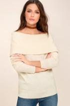 Moon River Dion Cream Off-the-shoulder Sweater