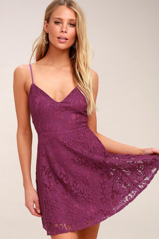 Magnolia Blossom Magenta Lace Skater Dress | Lulus