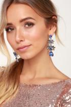 Kelsea Gold And Blue Rhinestone Statement Earrings | Lulus