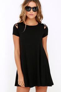 Lulus Take Effect Black Swing Dress