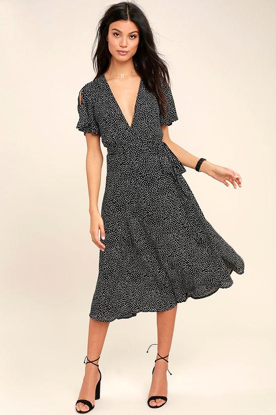 Lulus | Gimme Your Love Black Polka Dot Wrap Dress