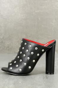 Cape Robbin Adrie Black Studded Peep-toe Mules