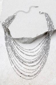 Lulus Modern Melody Silver Layered Choker Necklace